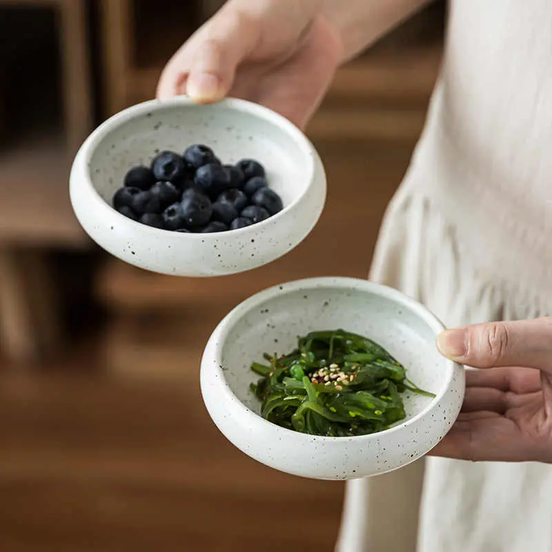 Japanese Retro Sesame Glaze Flavour Plate Hotpot Dipping Disc Household Small Dessert Pastry Fruit Saucer Kitchen Tableware