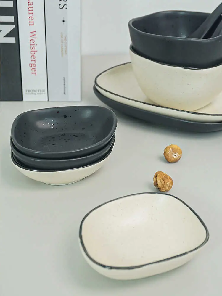 Creative Irregular Ceramic Saucer Household Dipping Plate Snack Sauce Plate Sushi Snack Plates Kitchen Tableware