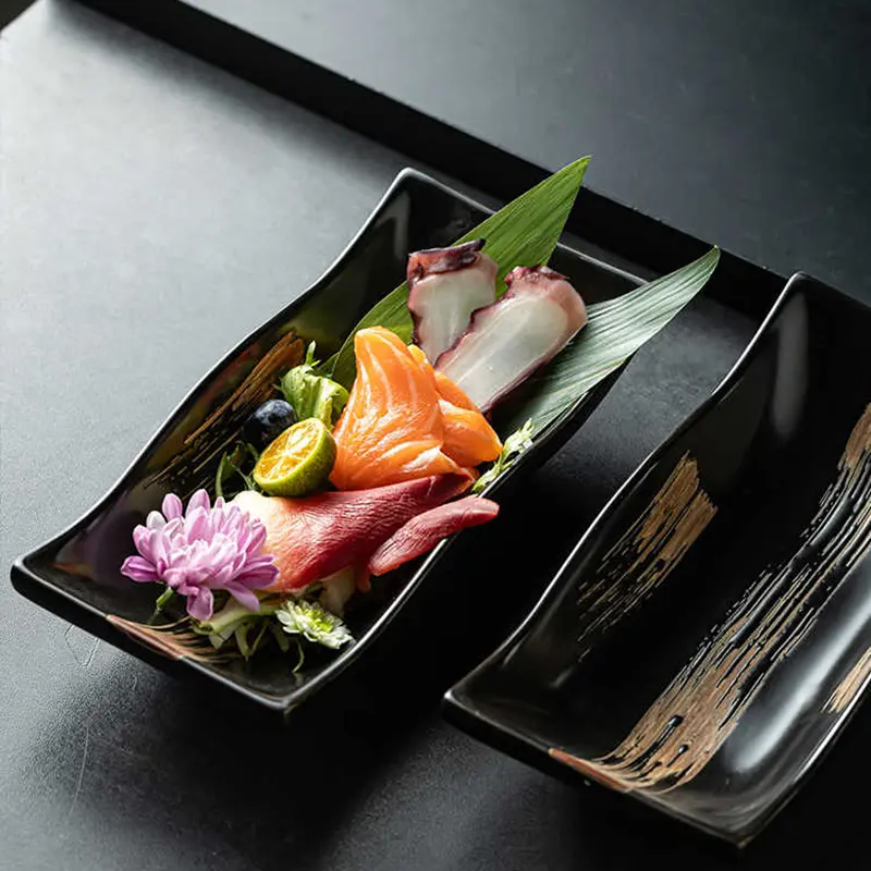 Rectangular Ceramic Sushi Plate Japanese Cooking Plates Creative Western Snack Dessert Dish Restaurant Tableware 20cm