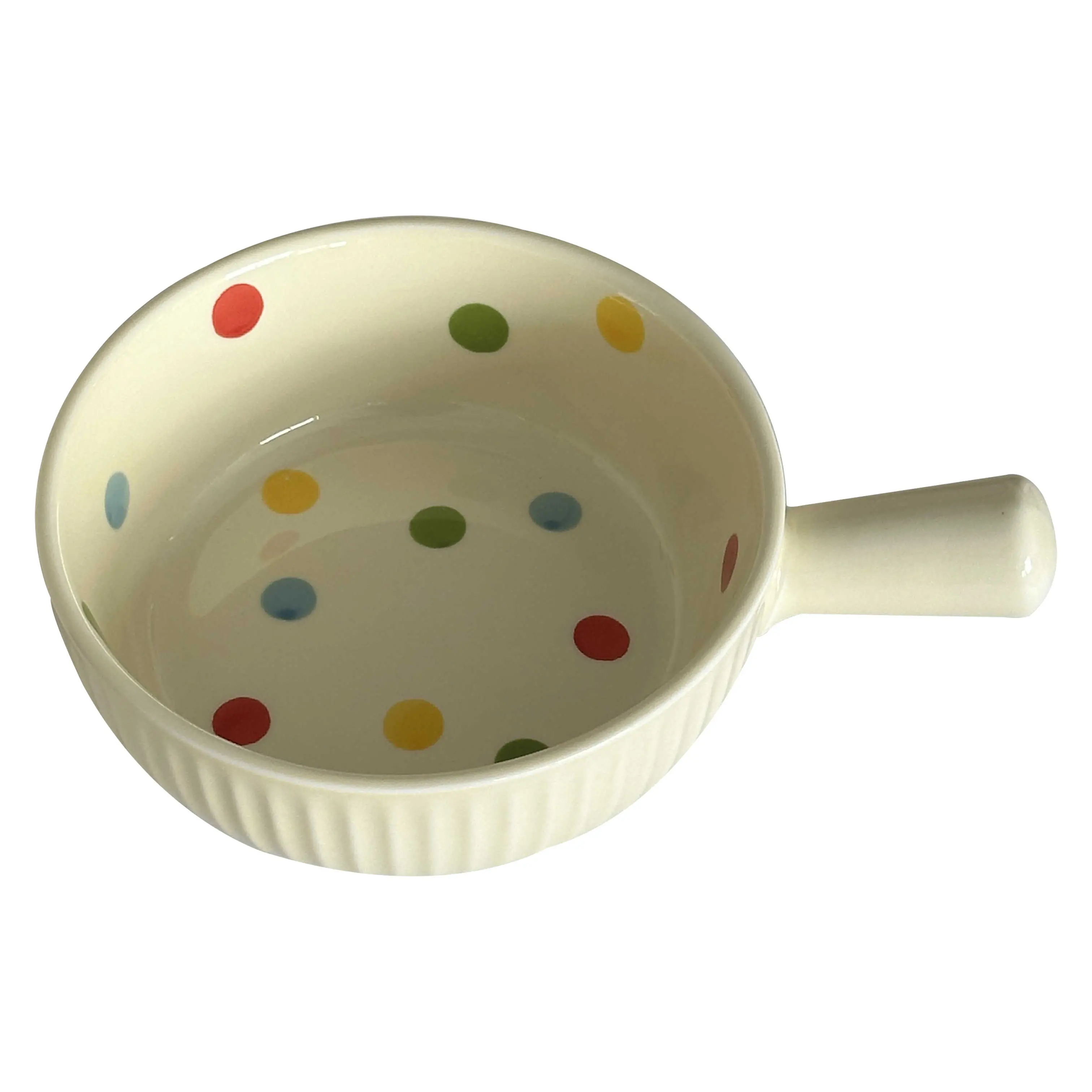 Polka Dot Fruit Salad Bowl With Handle Underglaze Cute Ceramic Bowl Fruit Snack Bowl Noodle Bowls Tableware