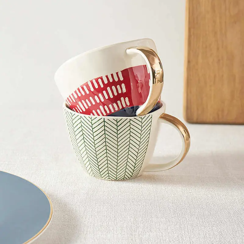430ml Nordic Style Ceramic Mug Large Capacity Hand-painted Office Coffee Mugs Home Breakfast Milk Oatmeal Cup Drinking Utensils
