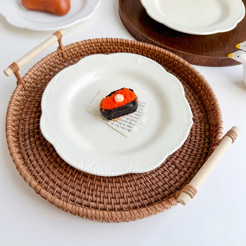 European Relief Ceramic Plates Simple Lunch Western Food Flat Plate Dessert Cake Plates For Home Use Kitchen Tableware
