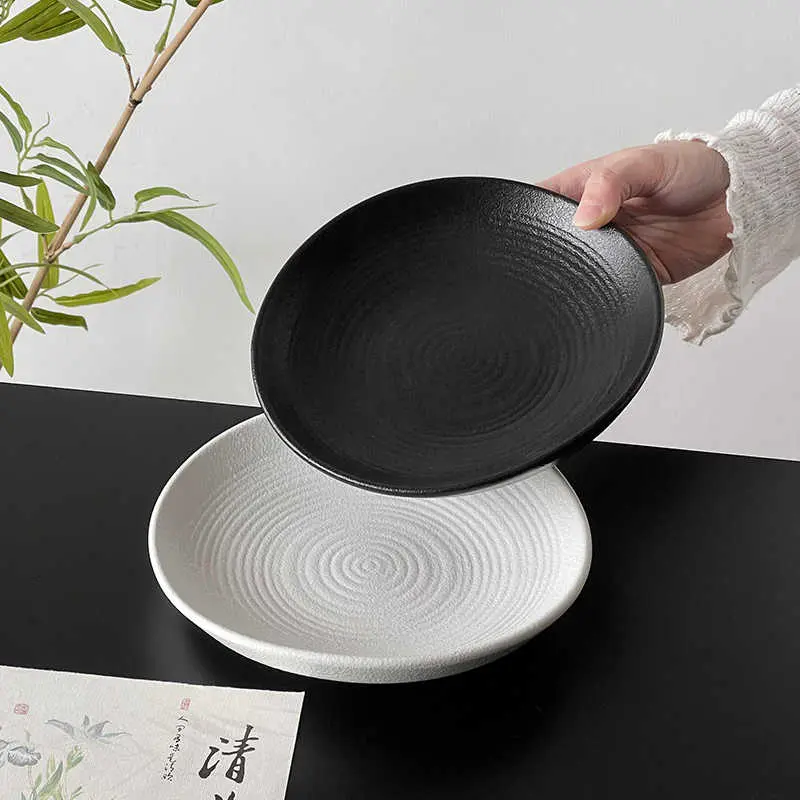 Frosted Ceramic Plate Delicate Afternoon Tea Snack Fruit Plates Solid Colour Dessert Cake Dish 20cm Tableware