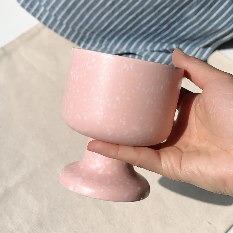 Pink Ink-splashed Ceramic Cup Drinking Utensils Cute Tall Dessert Cups Delicate Afternoon Tea Yogurt Coffee Cups Birthday Gift
