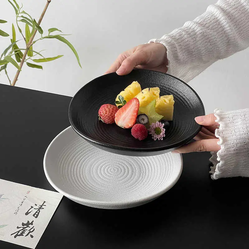 Frosted Ceramic Plate Delicate Afternoon Tea Snack Fruit Plates Solid Colour Dessert Cake Dish 20cm Tableware