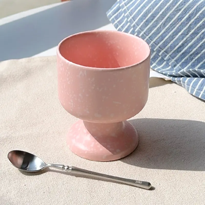 Pink Ink-splashed Ceramic Cup Drinking Utensils Cute Tall Dessert Cups Delicate Afternoon Tea Yogurt Coffee Cups Birthday Gift