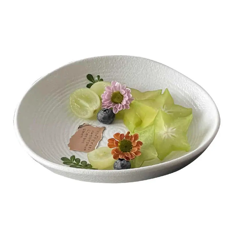Frosted Ceramic Plate Delicate Afternoon Tea Snack Fruit Plates Solid Colour Dessert Cake Dish 20cm Tableware