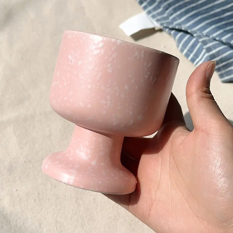 Pink Ink-splashed Ceramic Cup Drinking Utensils Cute Tall Dessert Cups Delicate Afternoon Tea Yogurt Coffee Cups Birthday Gift