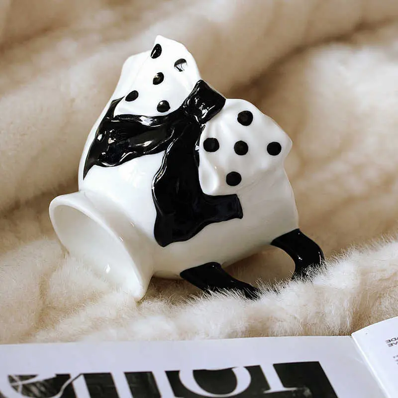 Polka Dot Bow Ceramic Mug Exquisite Latte Coffee Cup 250ml Afternoon Tea Drinkware Girls Gift