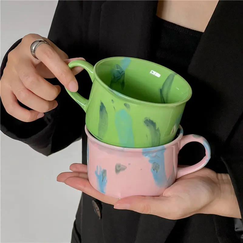 High Grade Kiln Changed Ceramic Cups Office Retro Ink-wash Iced Latte Mug Household Breakfast Milk Juice Coffee Cup