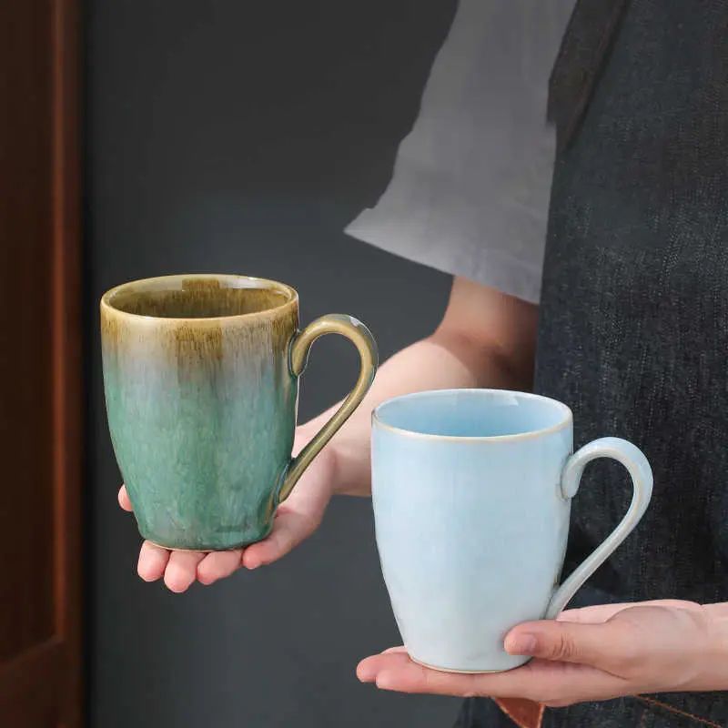 350ml Retro Fkiln Glaze Ceramic Mug Personalised Household Mugs Simple Large Capacity Coffee Cup Breakfast Oatmeal Cups