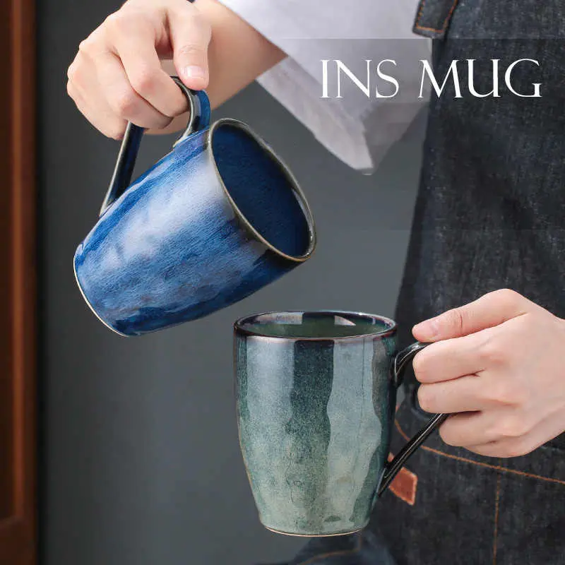 350ml Retro Fkiln Glaze Ceramic Mug Personalised Household Mugs Simple Large Capacity Coffee Cup Breakfast Oatmeal Cups