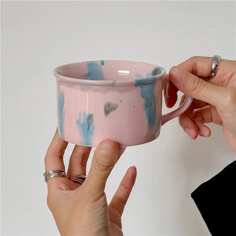 High Grade Kiln Changed Ceramic Cups Office Retro Ink-wash Iced Latte Mug Household Breakfast Milk Juice Coffee Cup