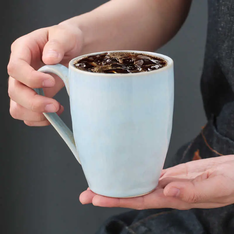 350ml Retro Fkiln Glaze Ceramic Mug Personalised Household Mugs Simple Large Capacity Coffee Cup Breakfast Oatmeal Cups