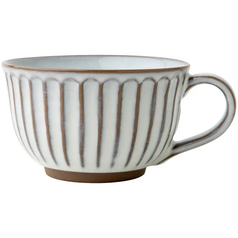 350ml Embossed Ceramic Coffee Cups Retro Flower Tea Cup Afternoon Tea Drinkware Breakfast Milk Oatmeal Mug