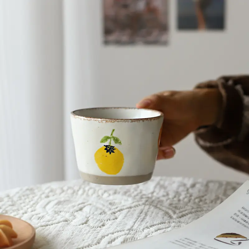 Japanese Style Cute Hand-Painted Ceramic Cups Kiln Change Glaze Retro Mug Household Breakfast Milk Coffee Cup