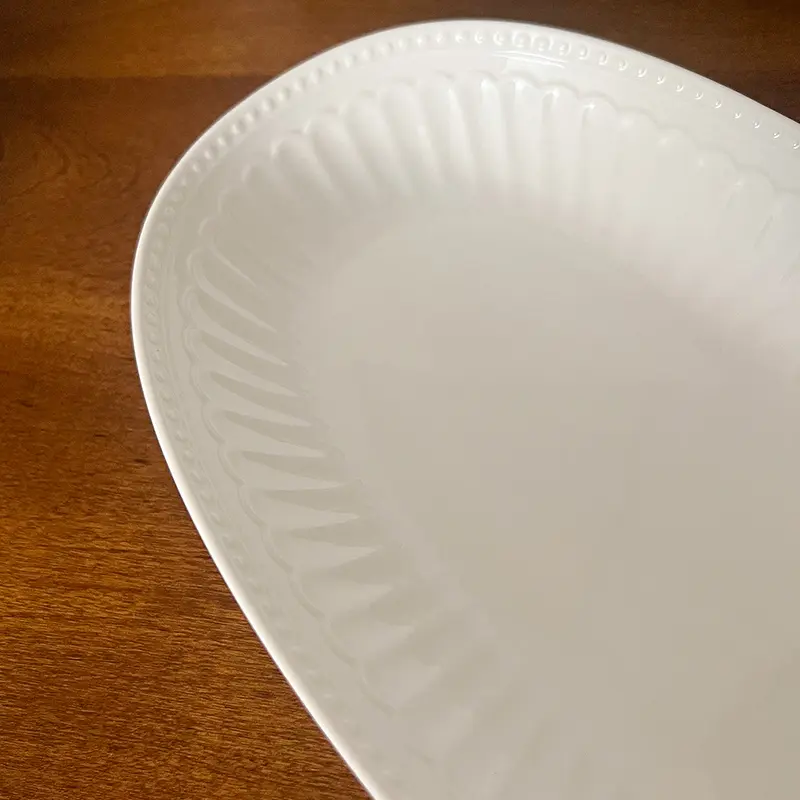 French Fish Plate Household Light Luxury Spaghetti Western Food Plate White Ceramic Dessert Plate Exquisite Dinner Plate