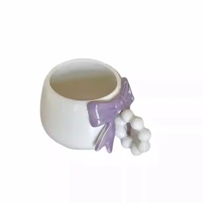 Cute Bow Ceramic Mug Creative Coffee Cup Girls Office Water Cups 250ml Home Breakfast Milk Oatmeal Mugs