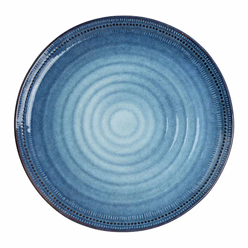 Ceramic Plate Kiln Change Glaze Western Food Spaghetti Plates Household Breakfast Dish Vintage Steak Disc 28cm Tableware