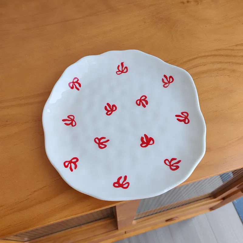 Exquisite Hand - Painted Bow Ceramic Tableware Afternoon Tea Coffee Cups Saucer Dessert Plate Breakfast Bowl Home Decoration