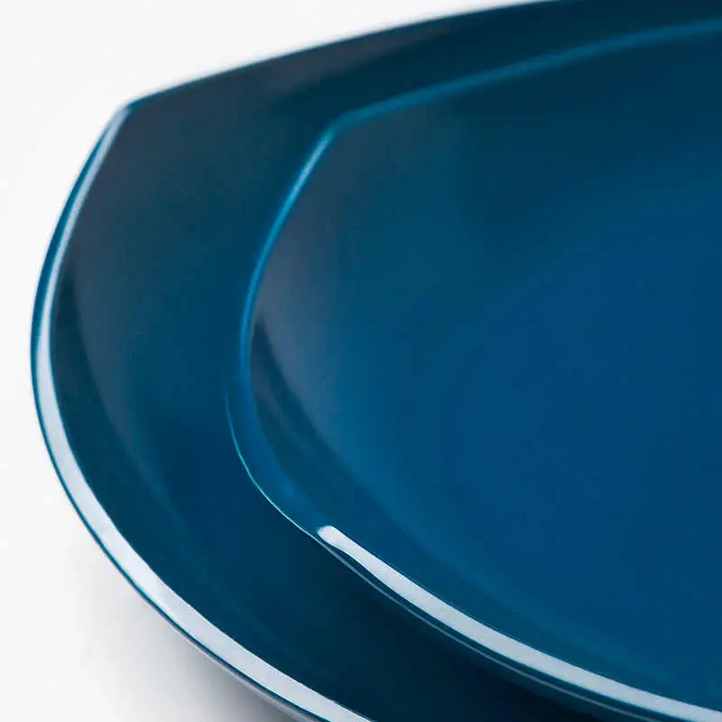 Blue Irregular Ceramic Steak Plate Simple Solid Colour Western Food Spaghetti Plates Household Fruit Dessert Dish
