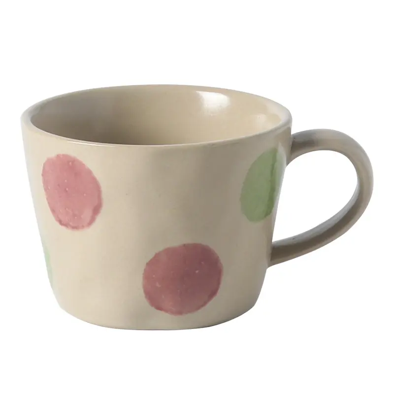Polka Dot Vintage Ceramic Mug 360ml Household Coffee Mug Simple Breakfast Milk Oatmeal Cups Drinkware