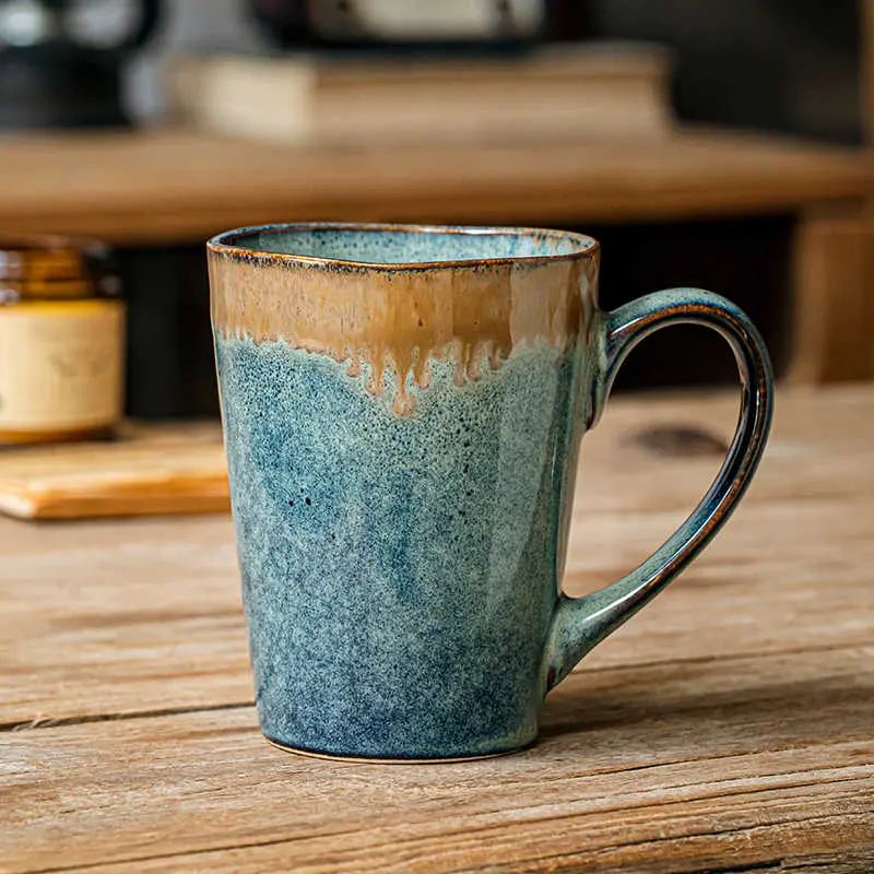 Creative Kiln Change Ceramic Coffee Mug 420 Ml Vintage Cup Household Breakfast Milk Oatmeal Cups Drinkware