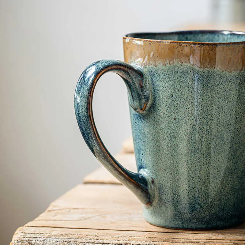 Creative Kiln Change Ceramic Coffee Mug 420 Ml Vintage Cup Household Breakfast Milk Oatmeal Cups Drinkware