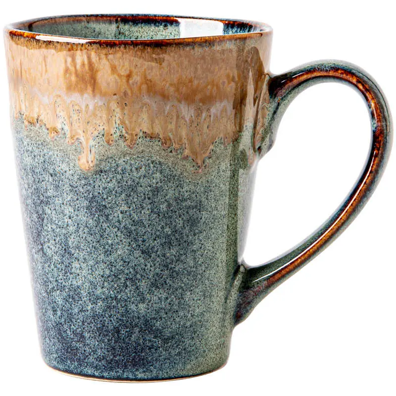 Creative Kiln Change Ceramic Coffee Mug 420 Ml Vintage Cup Household Breakfast Milk Oatmeal Cups Drinkware