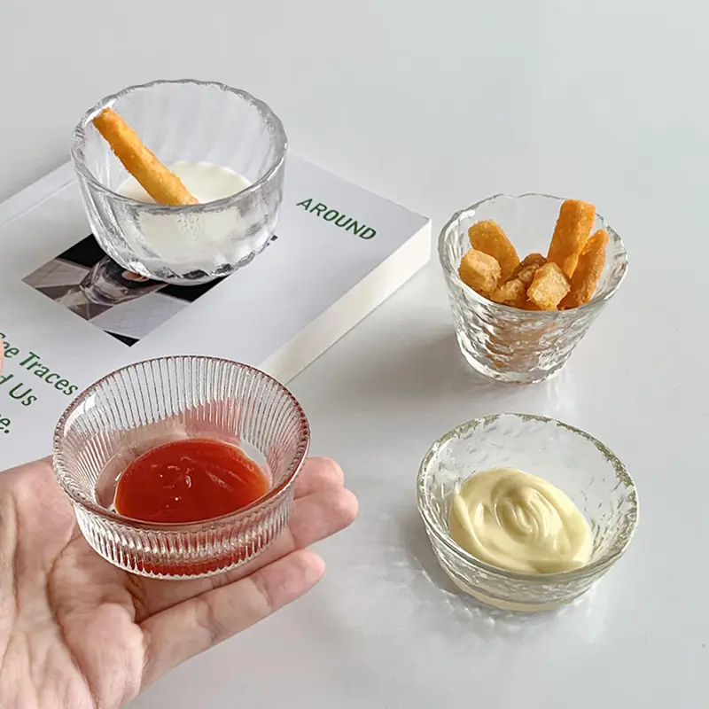 Japanese Frosted Glass Sauce Dish Jam Salad Flavoring Plate Kimchi Tomato Paste Vinegar Small Tray Translucent Dipping Platter
