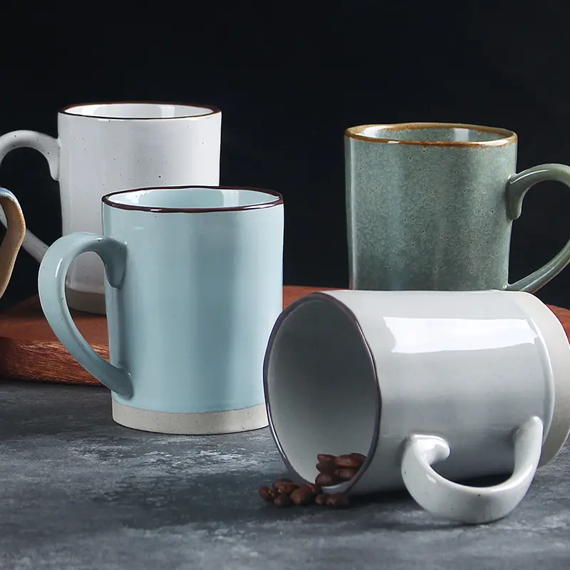 Vintage Ceramic Mug 350ml Rough Ceramic Coffee Cup Couple Mugs Household Breakfast Milk Oatmeal Cups Drinkware
