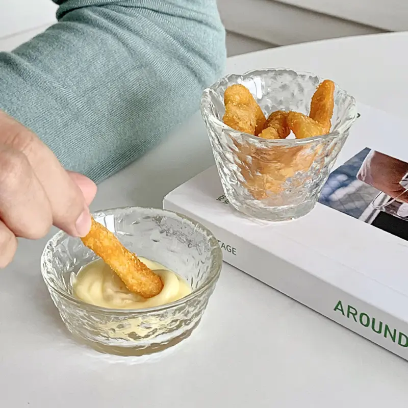Japanese Frosted Glass Sauce Dish Jam Salad Flavoring Plate Kimchi Tomato Paste Vinegar Small Tray Translucent Dipping Platter
