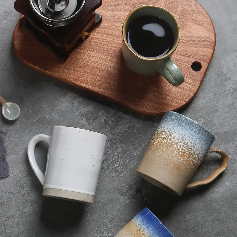 Vintage Ceramic Mug 350ml Rough Ceramic Coffee Cup Couple Mugs Household Breakfast Milk Oatmeal Cups Drinkware