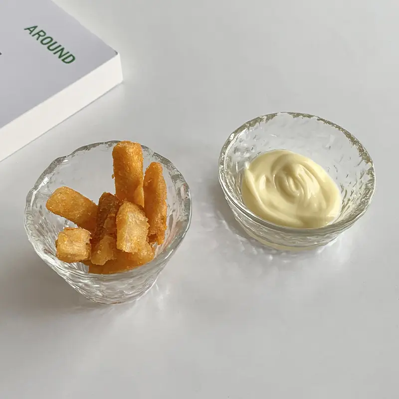 Japanese Frosted Glass Sauce Dish Jam Salad Flavoring Plate Kimchi Tomato Paste Vinegar Small Tray Translucent Dipping Platter