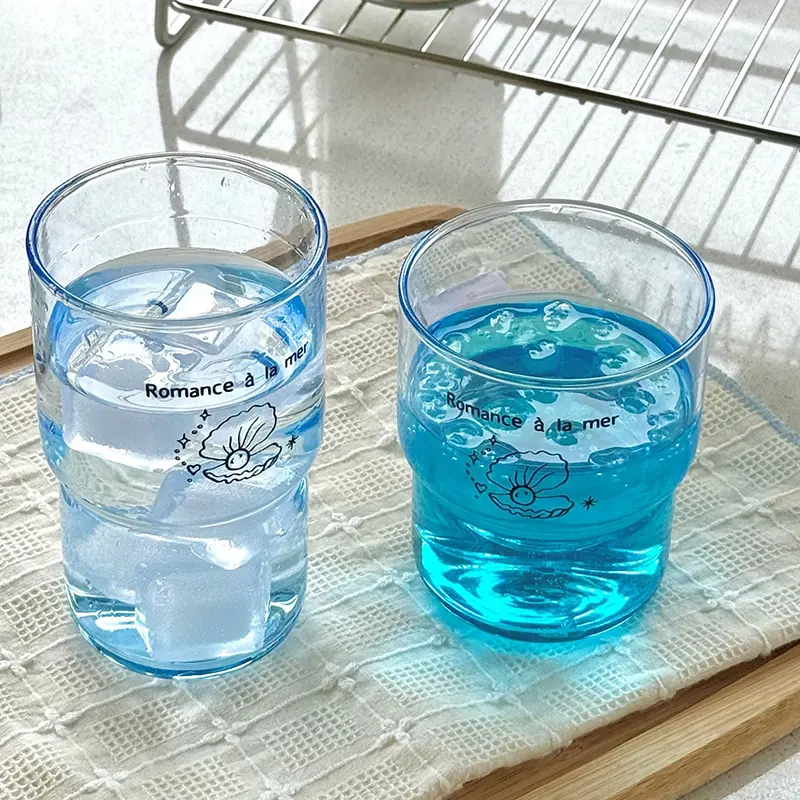 High Temperature Resistant Cute Glass Cup Transparent Cold Drinking Water Juice Cups Breakfast Milk Coffee Mug Glassware