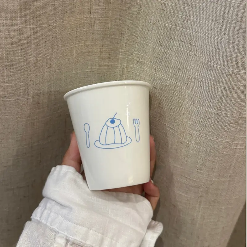 Hand-painted Creative Ceramic Cups White Color Simple Latte Coffee Cup Home Use Handheld Milk Juice Cups Drinking Utensils
