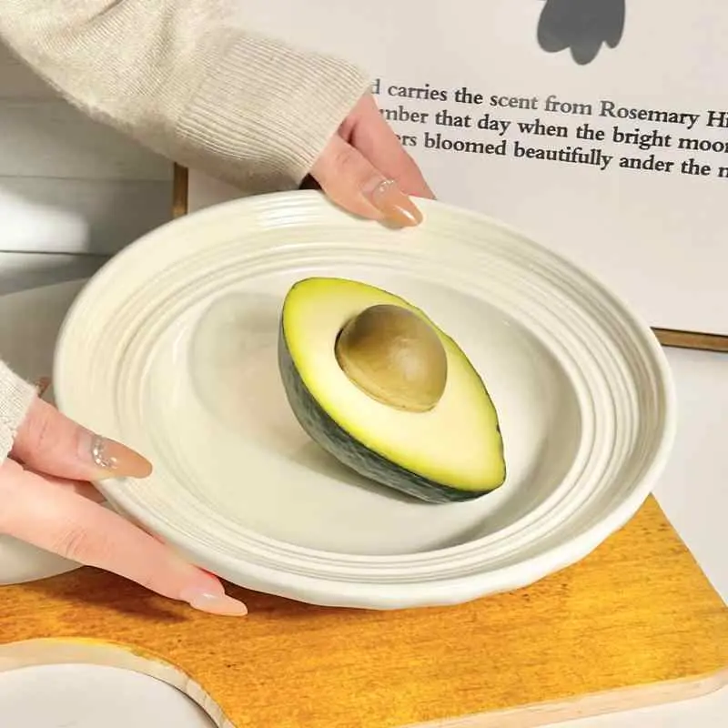Solid Color Ceramic Plate Round Breakfast Tray Western Dessert Tableware Simple Pasta Plates Steak Dish