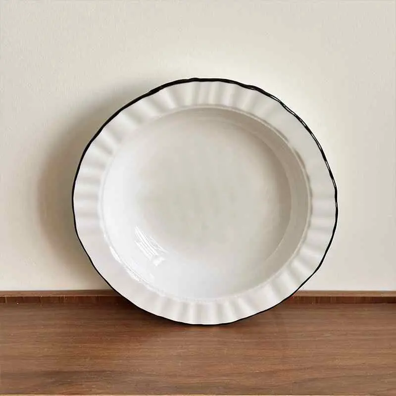 Simple Irregular Ceramic Straw Hat Plate Fruit Salad Dish Household Breakfast Bread Tray Vegetable Plates 21.5cm Tableware