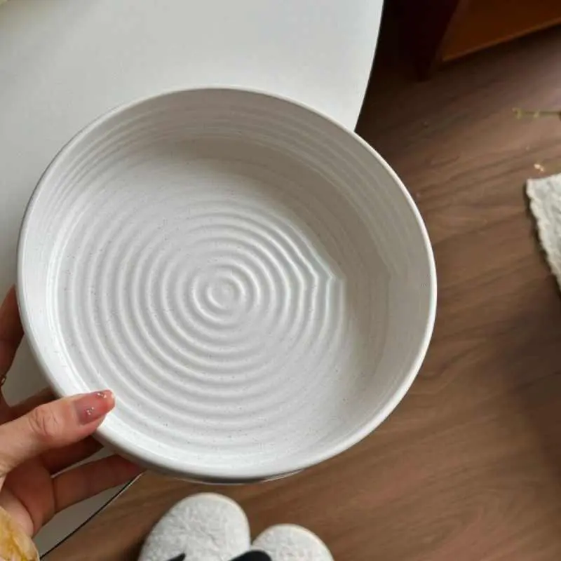 Ceramic Fruit Salad Bowl Household Steak Deep Dish Solid Colour Pasta Plates Kitchen Tableware