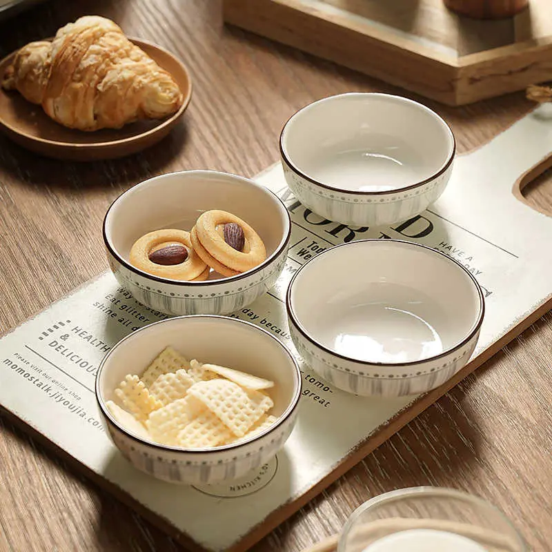 Ceramic Dipping Saucer Seasoning Plate Household Hot Pot Soy Sauce Vinegar Plate Snacks Dessert Plates