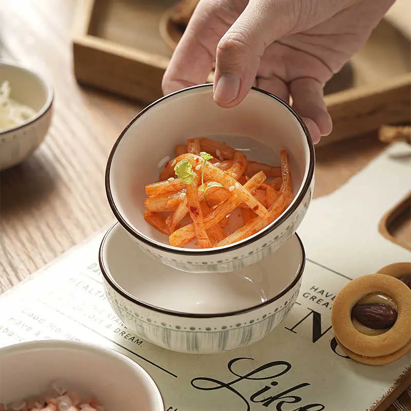 Ceramic Dipping Saucer Seasoning Plate Household Hot Pot Soy Sauce Vinegar Plate Snacks Dessert Plates