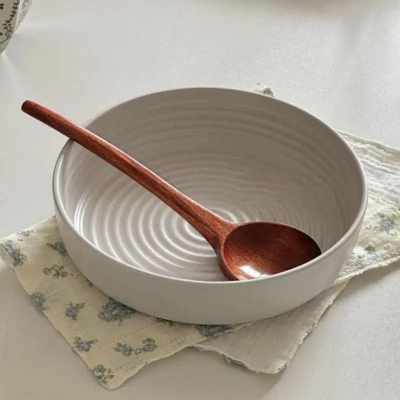 Ceramic Fruit Salad Bowl Household Steak Deep Dish Solid Colour Pasta Plates Kitchen Tableware