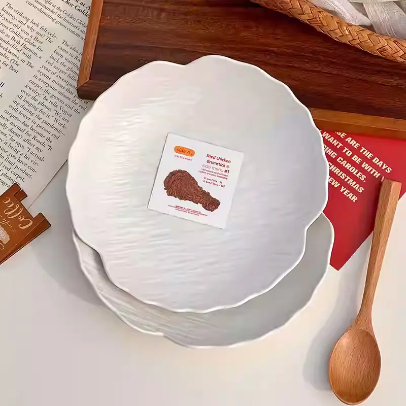 Irregular Rock Pattern Ceramic Vegetable Plate Light Luxury Ceramic Salad Tray Solid Color Breakfast Pastry Dish 20.3cm