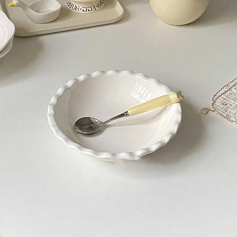 Simple Ceramic Deep Dish Solid White Fruit Salad Tray Home Spaghetti Plate Dessert Plates Tableware