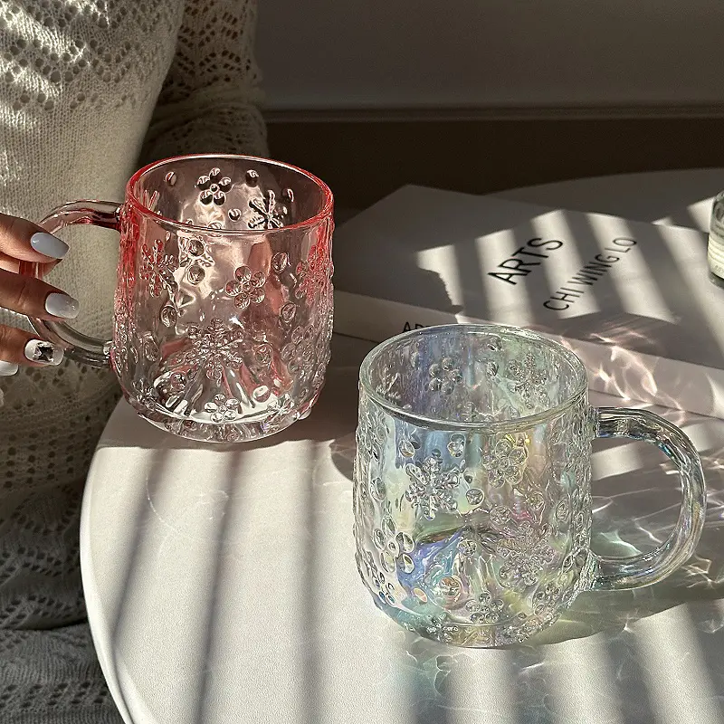 Transparent Glass Cups Light Luxury American-style Coffee Cup 325 Ml Household Cold Drink Mug Breakfast Milk Mugs Drinkware