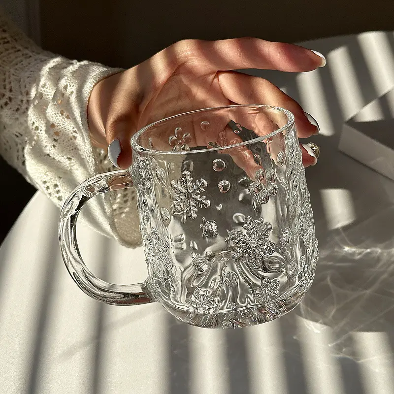 Transparent Glass Cups Light Luxury American-style Coffee Cup 325 Ml Household Cold Drink Mug Breakfast Milk Mugs Drinkware