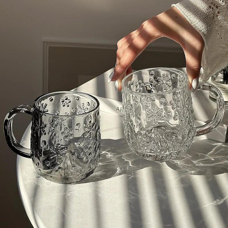 Transparent Glass Cups Light Luxury American-style Coffee Cup 325 Ml Household Cold Drink Mug Breakfast Milk Mugs Drinkware
