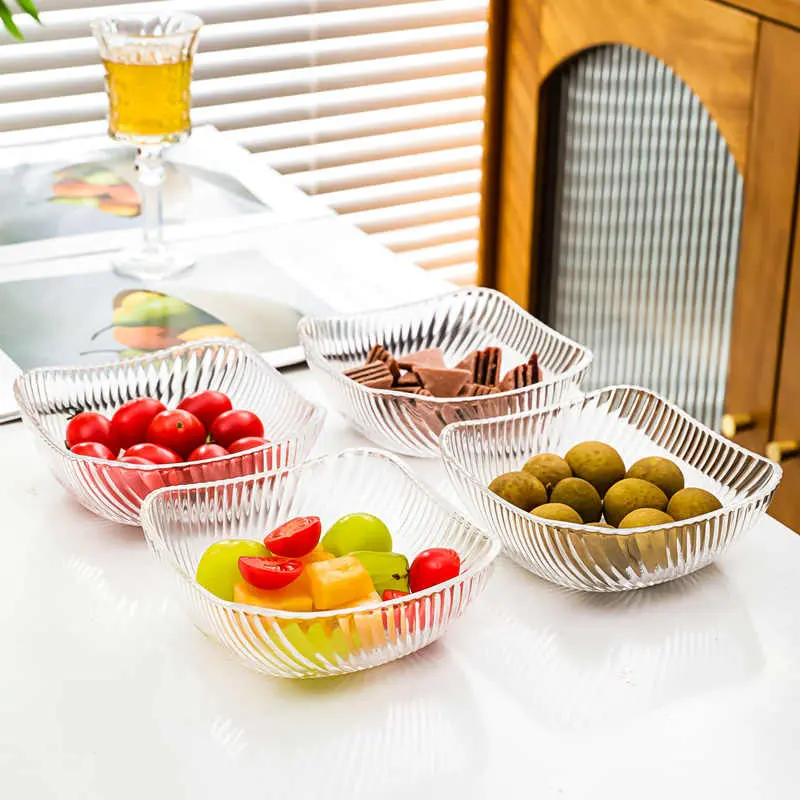 Transparent Glass Fruit Bowl Simple Yoghurt Salad Bowls Living Room Fruit Snacks Ornament Small Milk Oatmeal Breakfast Bowl