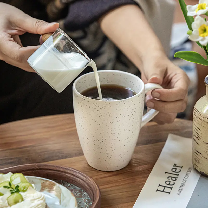 Sesame Glaze Cup 420ml Ceramic Coffee Mug Household Breakfast Milk Oatmeal Mug Simple Drinking Mugs