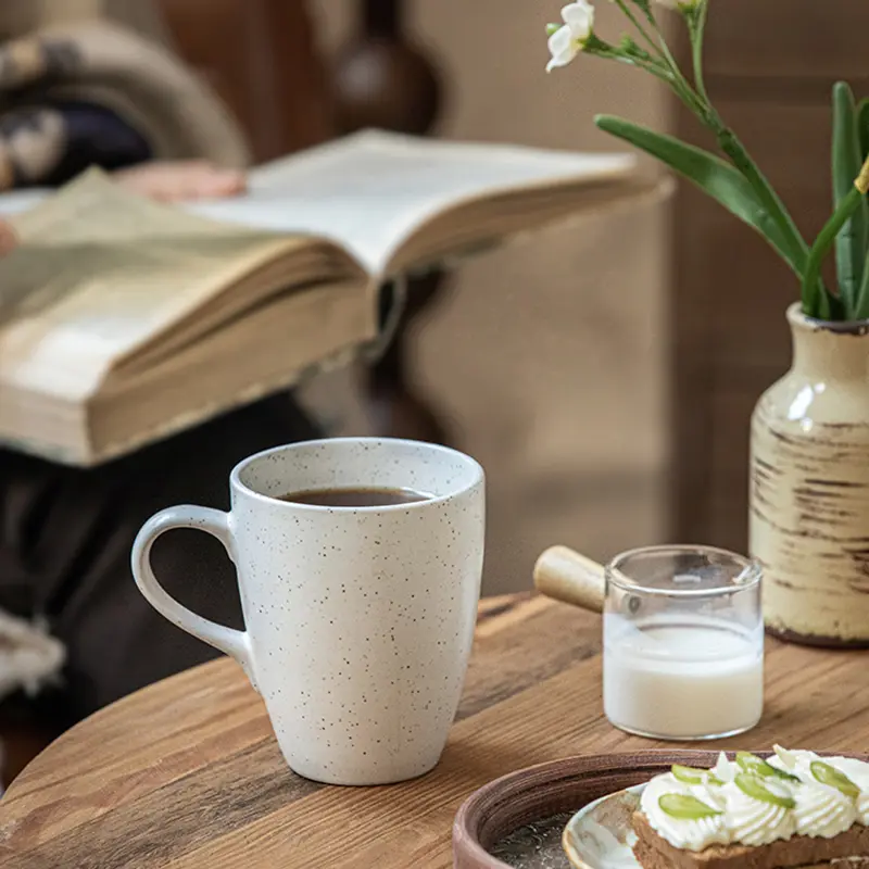 Sesame Glaze Cup 420ml Ceramic Coffee Mug Household Breakfast Milk Oatmeal Mug Simple Drinking Mugs